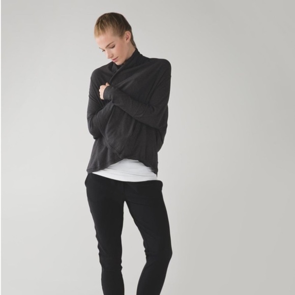 Lululemon To & Flow Wrap Cardigan Heathered Mod Black - Picture 3 of 11